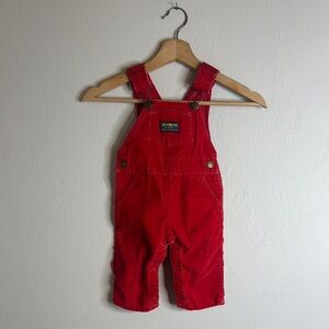 Vintage Oshkosh B'gosh Red Corduroy Overalls 5 months Vestbak, USA Made